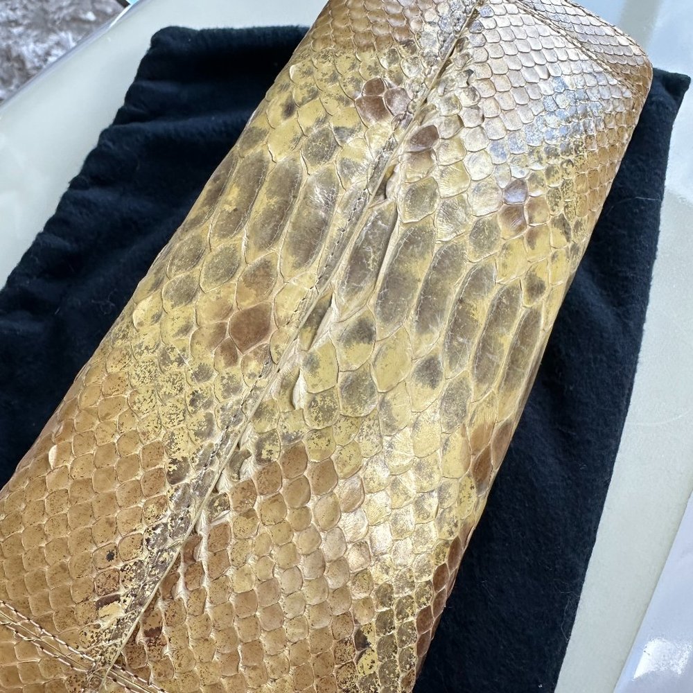 Nancy Gonzalez Gold Python Clutch - image 5